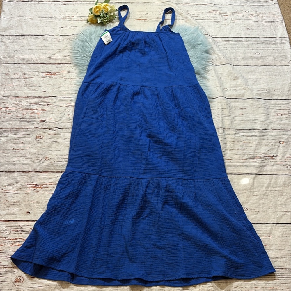 NWOT BB Dakota Steve Madden Blue Gauze Tiered Maxi Dress sz XS - Picture 8 of 9
